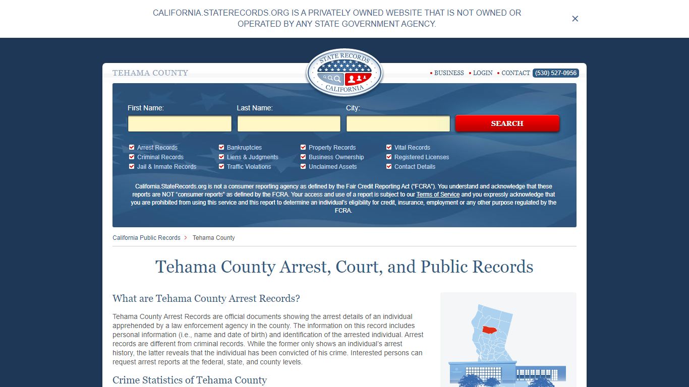 Tehama County Arrest, Court, and Public Records