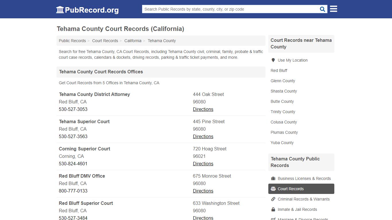 Free Tehama County Court Records (California Court Records)