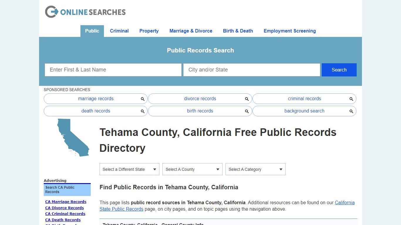 Tehama County, California Public Records Directory